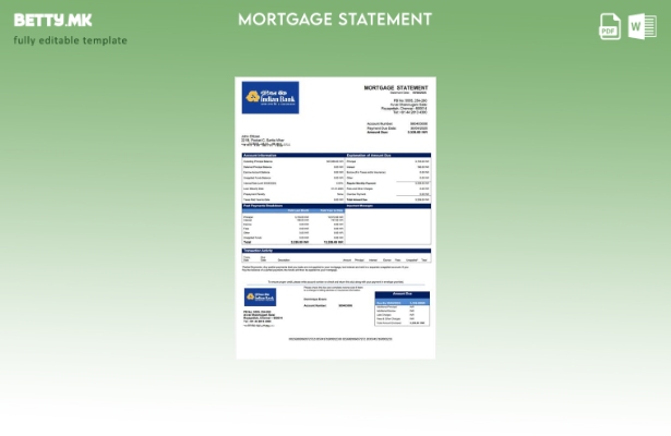 Модерен стил Извештај за хипотека на индиската банка Шаблон за Word и PDF